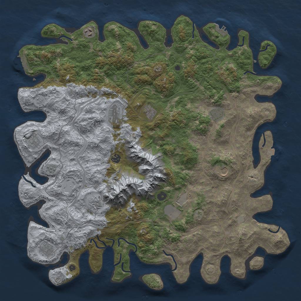 Rust Map: Procedural Map, Size: 5000, Seed: 897642, 19 Monuments