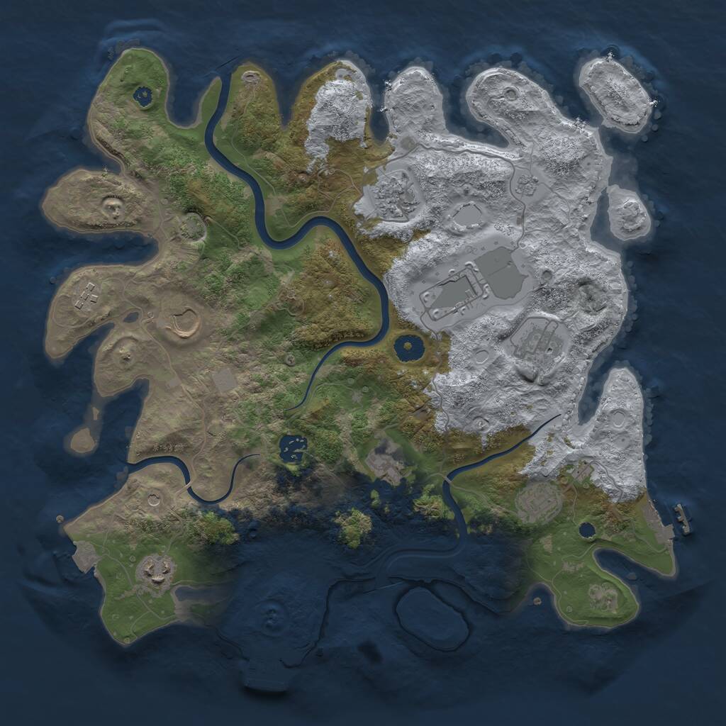 Rust Map: Procedural Map, Size: 3800, Seed: 1790669140, 15 Monuments