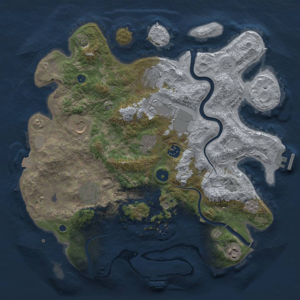Rust Map: Procedural Map, Size: 3650, Seed: 30559971, 14 Monuments