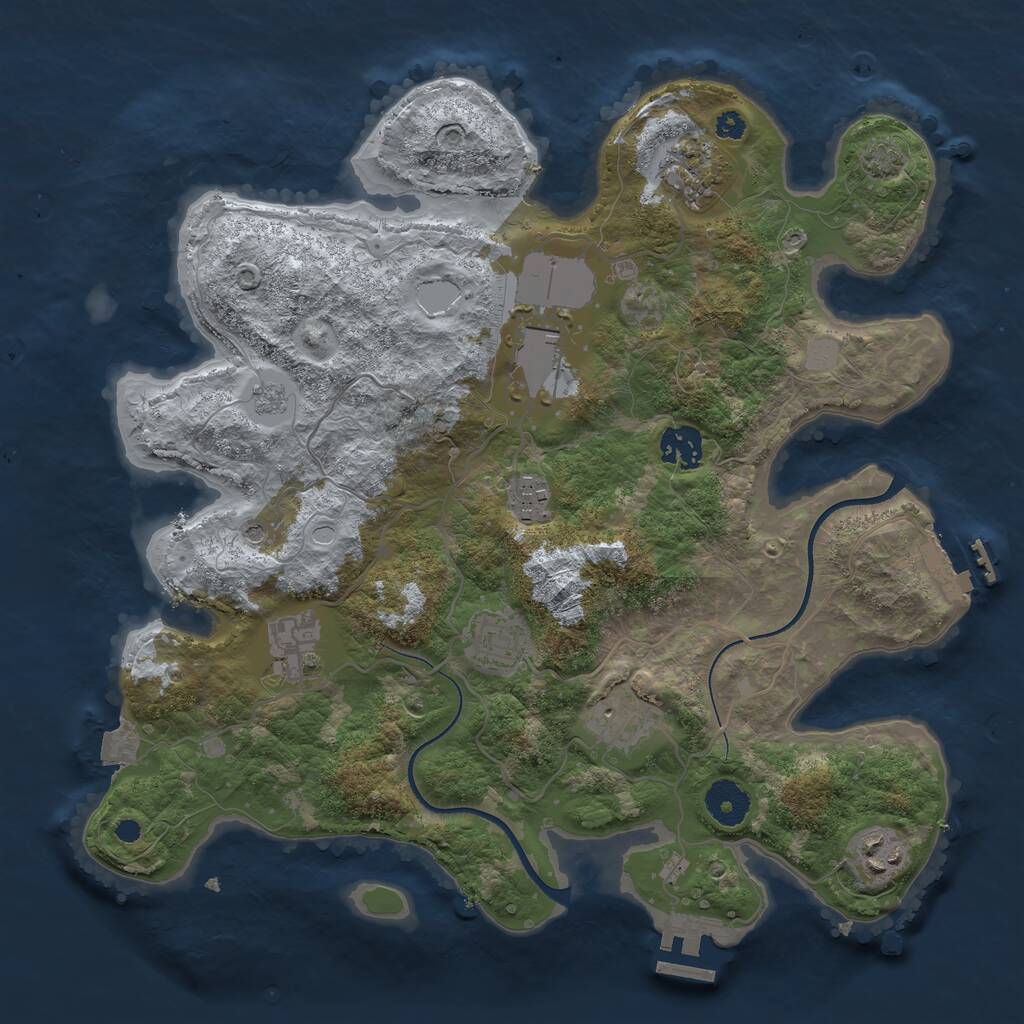 Rust Map: Procedural Map, Size: 3500, Seed: 1607603333, 14 Monuments