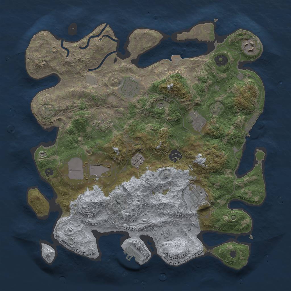 Rust Map: Procedural Map, Size: 3500, Seed: 1777790822, 16 Monuments