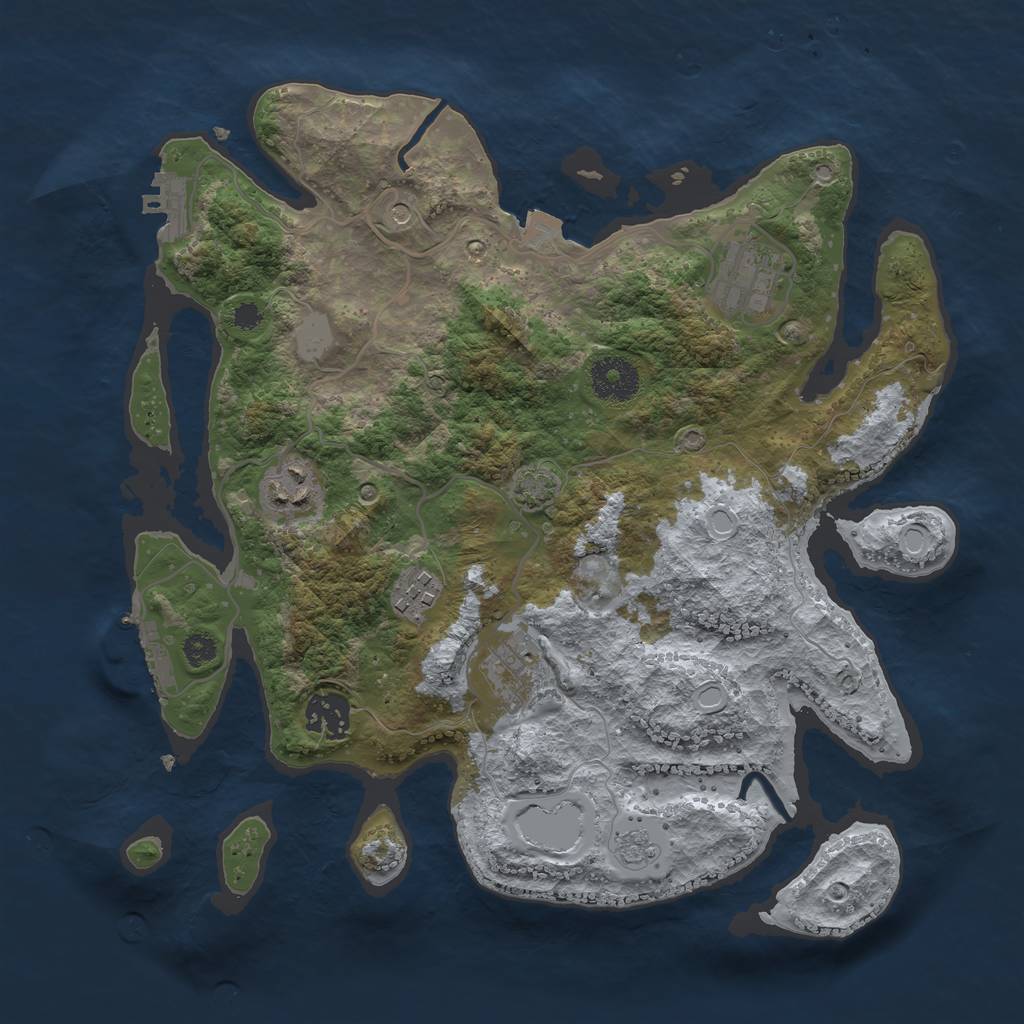 Rust Map: Procedural Map, Size: 3250, Seed: 344868913, 13 Monuments