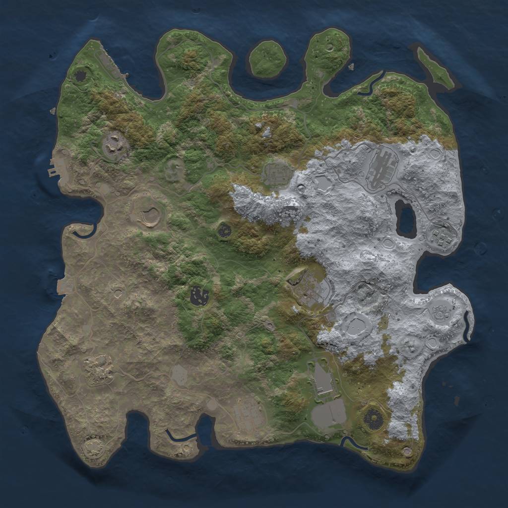 Rust Map: Procedural Map, Size: 3850, Seed: 32784418, 18 Monuments