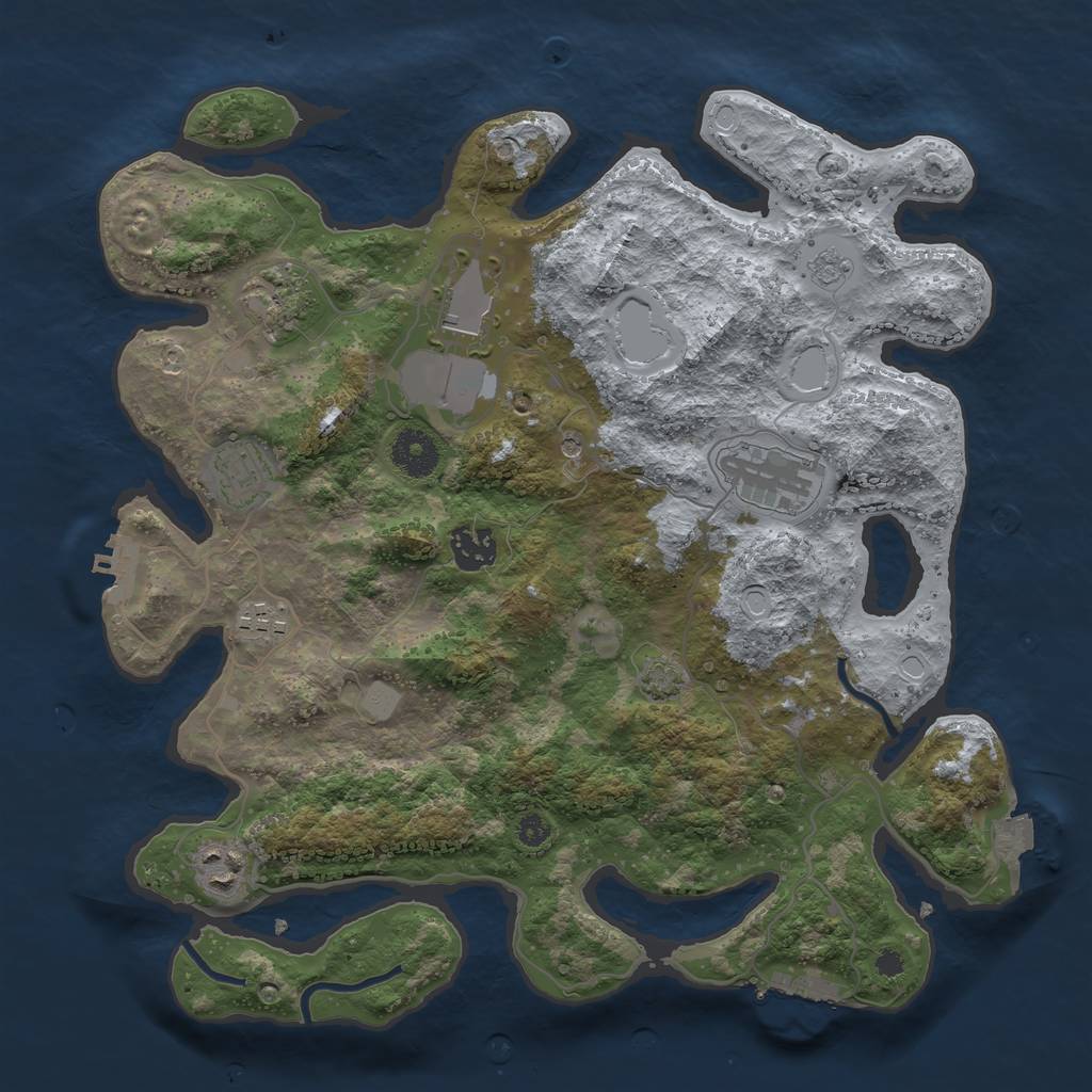 Rust Map: Procedural Map, Size: 3500, Seed: 948296646, 15 Monuments