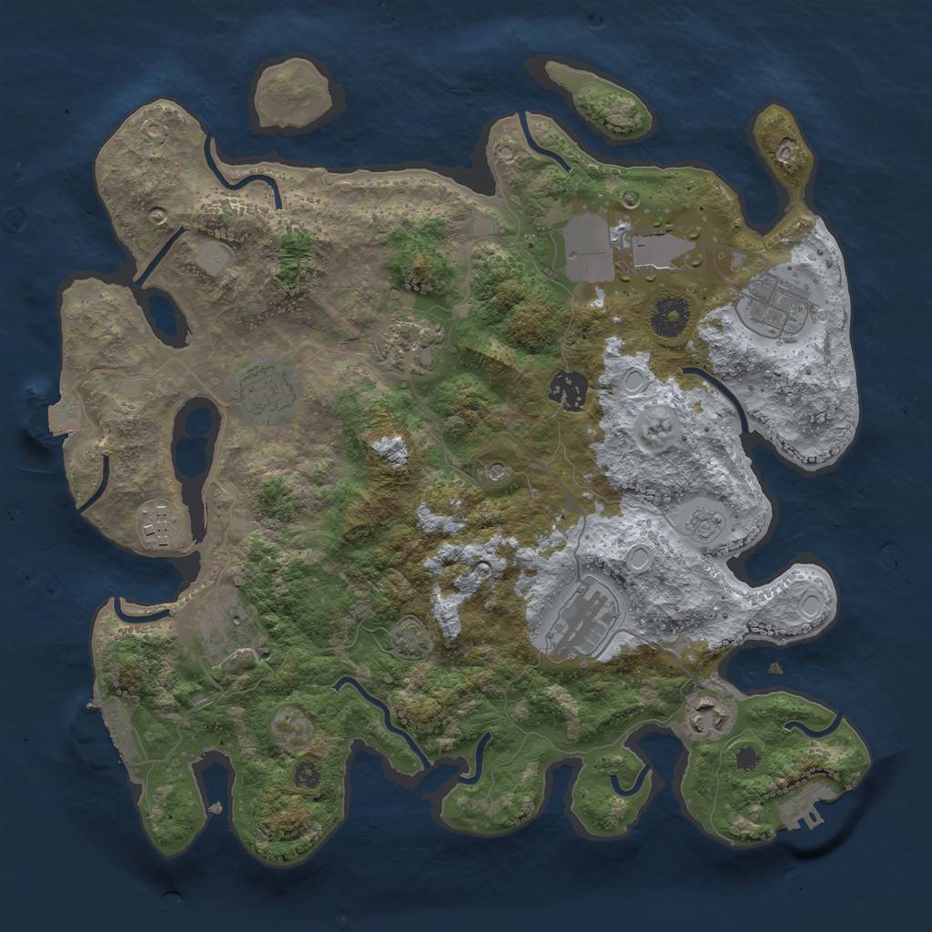 Rust Map: Procedural Map, Size: 3500, Seed: 1202225860, 17 Monuments