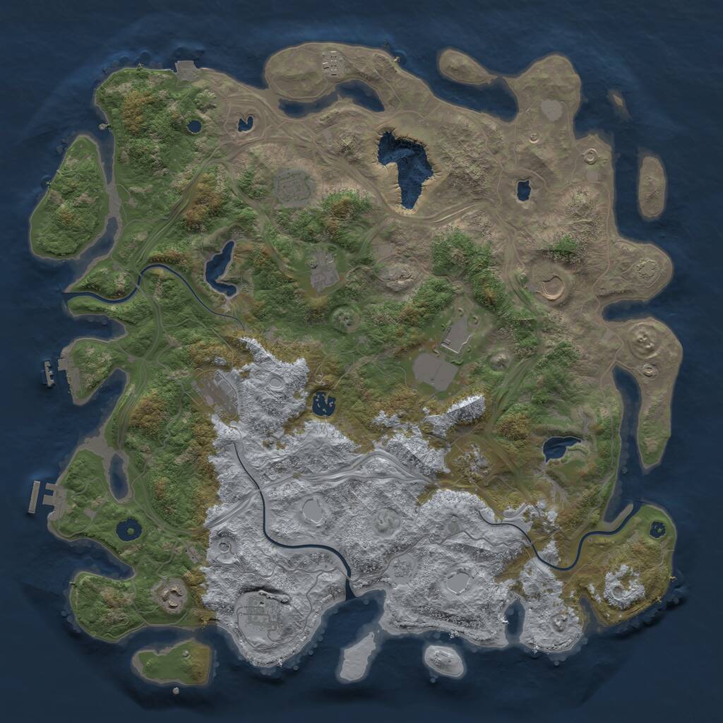 Rust Map: Procedural Map, Size: 4500, Seed: 776022541, 16 Monuments
