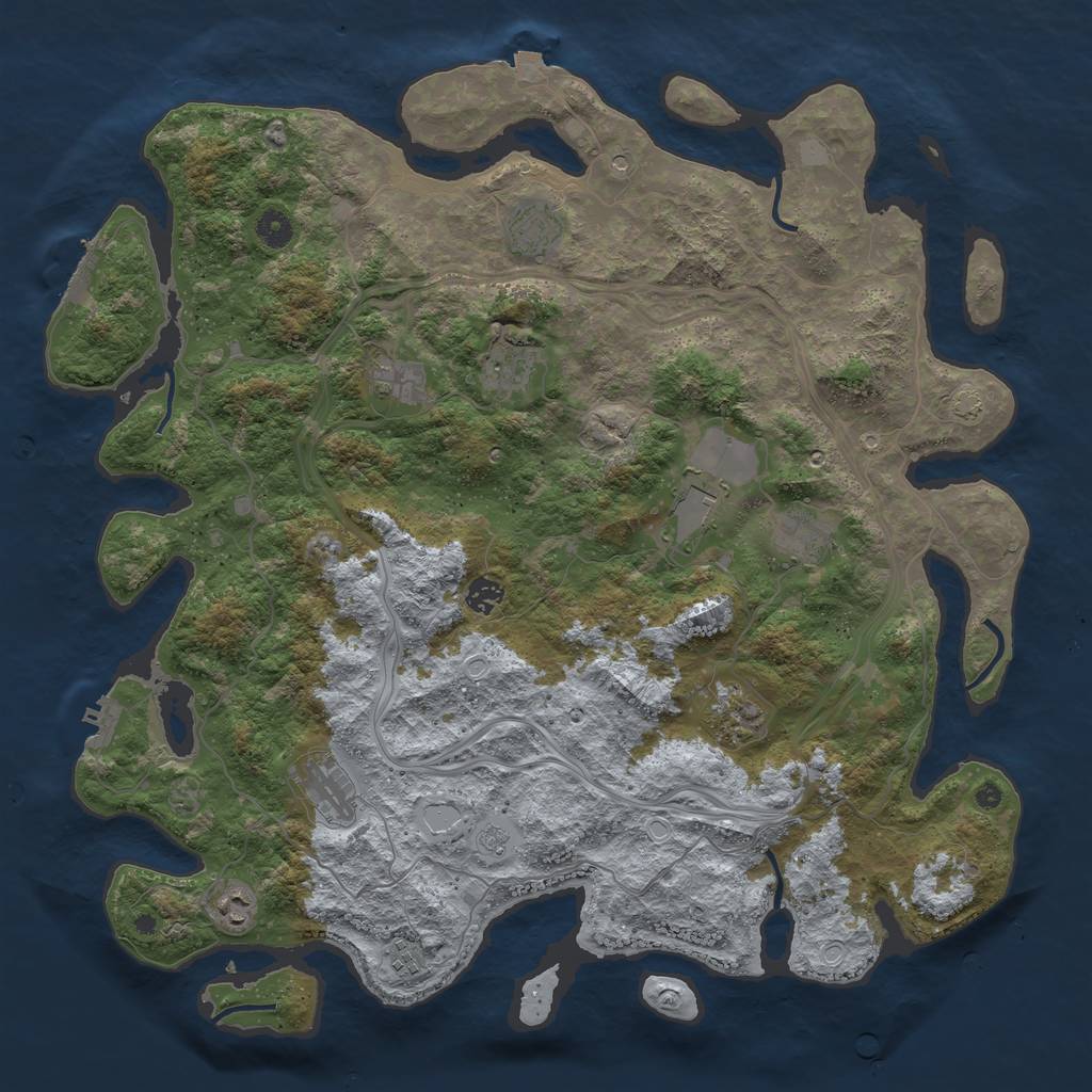 Rust Map: Procedural Map, Size: 4500, Seed: 776022541, 18 Monuments