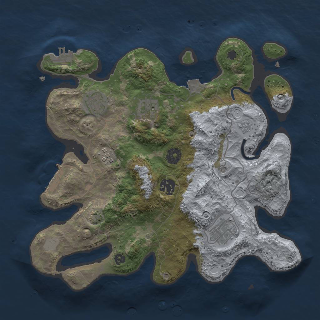 Rust Map: Procedural Map, Size: 3000, Seed: 787440743, 13 Monuments