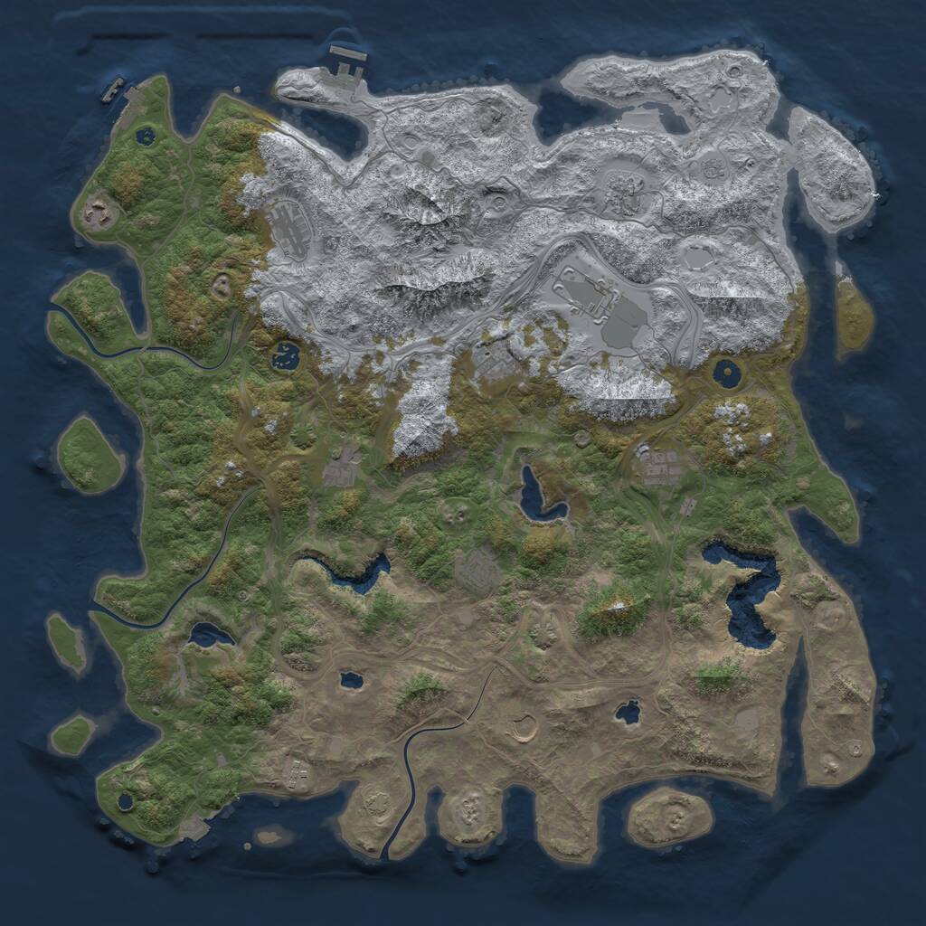 Rust Map: Procedural Map, Size: 5000, Seed: 974154, 17 Monuments