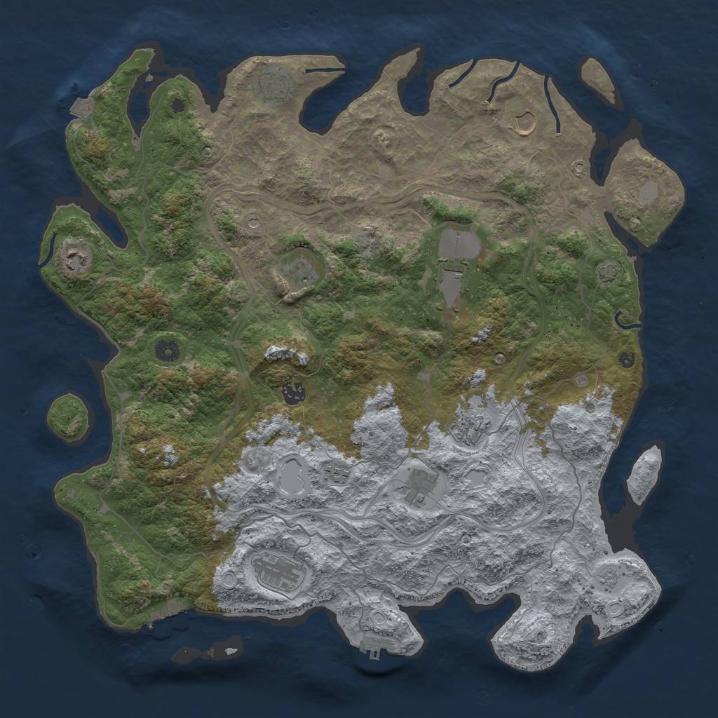 Rust Map: Procedural Map, Size: 4500, Seed: 1749010890, 18 Monuments