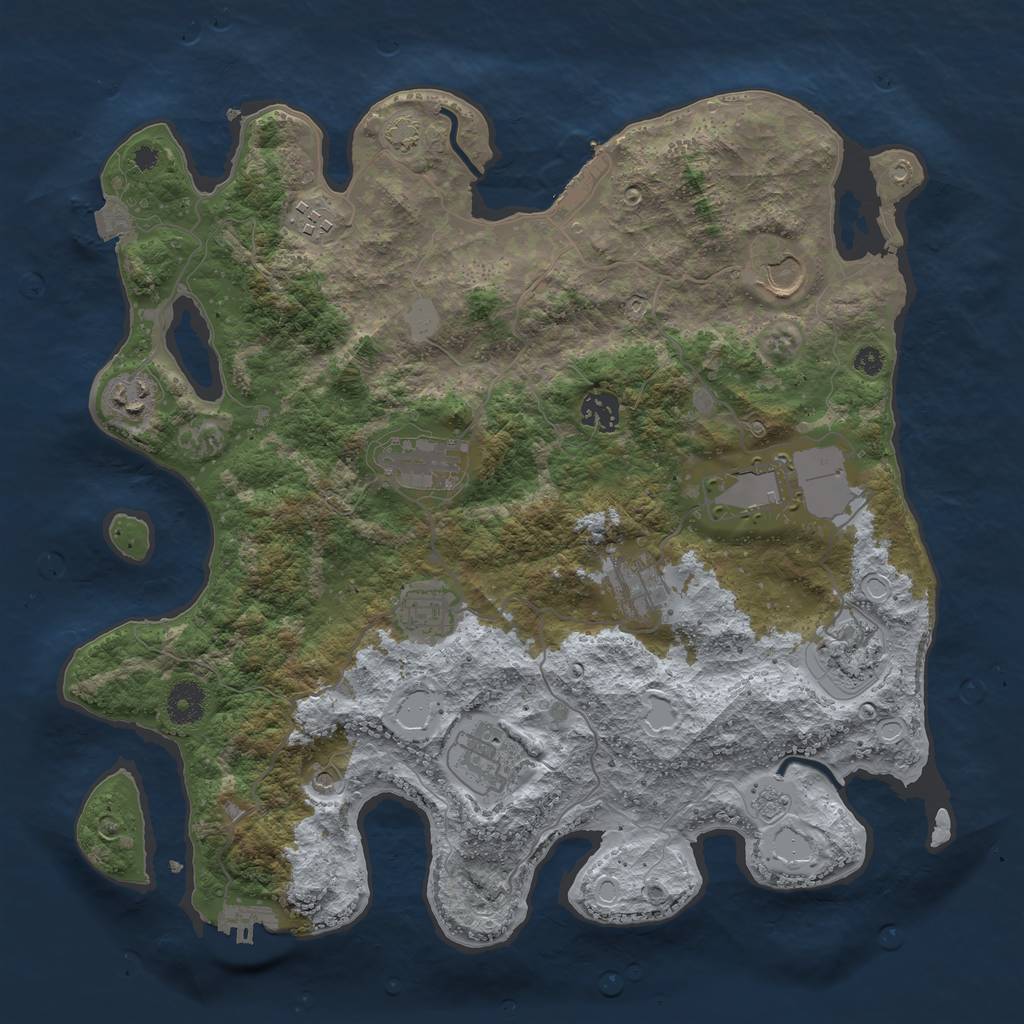 Rust Map: Procedural Map, Size: 3750, Seed: 402623136, 18 Monuments