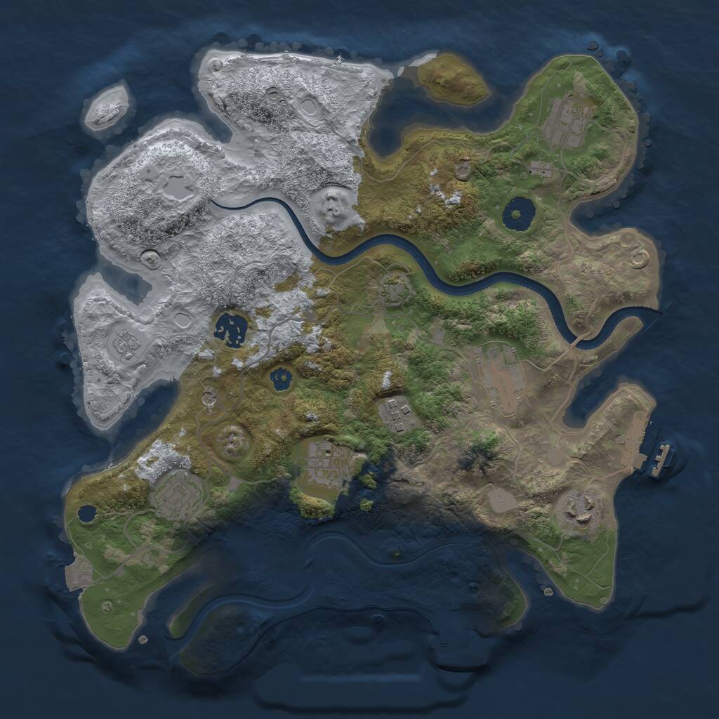 Rust Map: Procedural Map, Size: 3250, Seed: 222323831, 13 Monuments