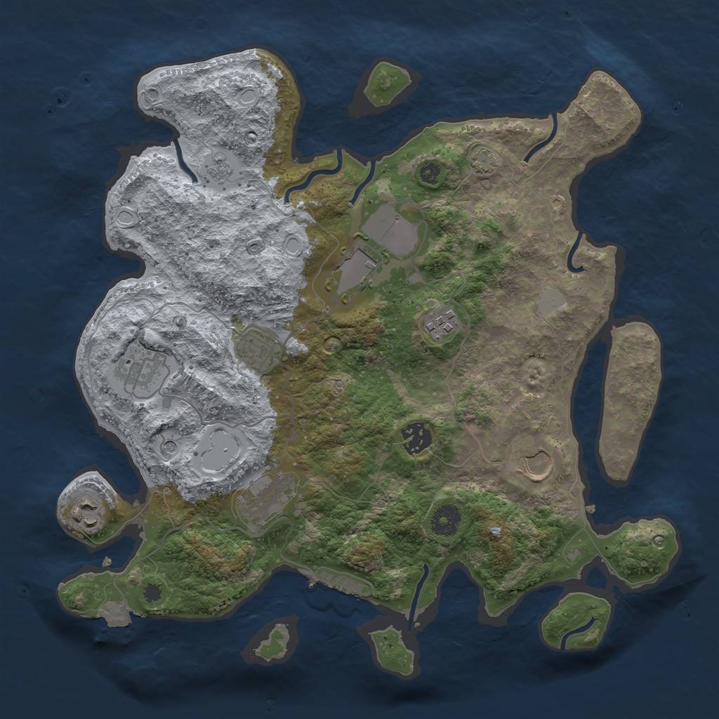 Rust Map: Procedural Map, Size: 3500, Seed: 914820374, 15 Monuments