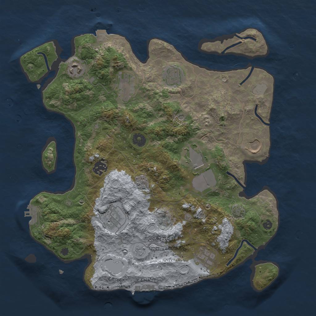 Rust Map: Procedural Map, Size: 3500, Seed: 929107130, 17 Monuments