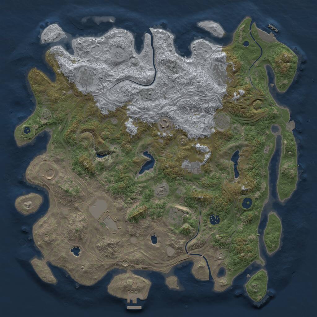 Rust Map: Procedural Map, Size: 4500, Seed: 1387506719, 16 Monuments
