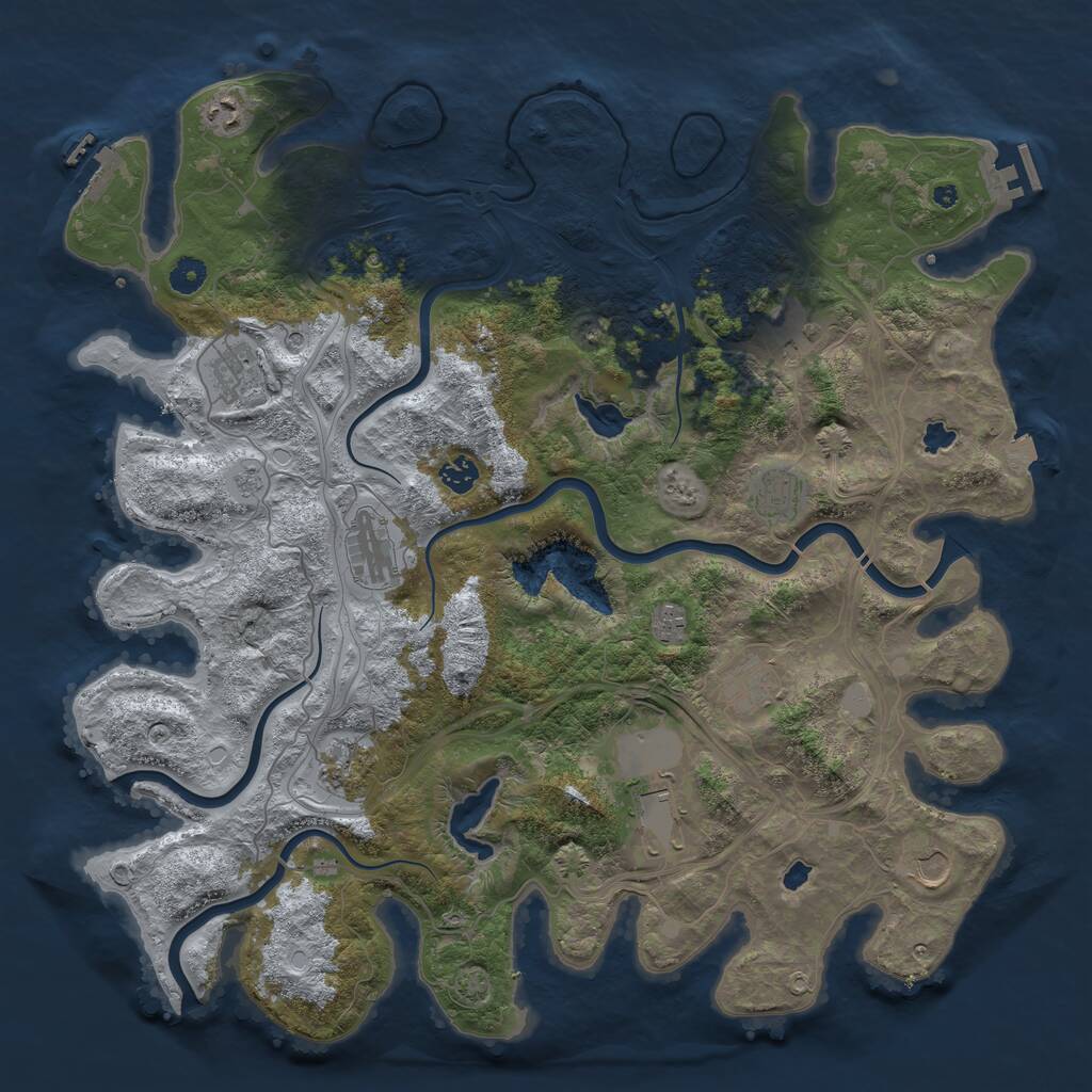 Rust Map: Procedural Map, Size: 4500, Seed: 710659407, 17 Monuments