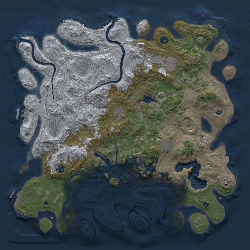 Rust Map: Procedural Map, Size: 4500, Seed: 68712123, 17 Monuments