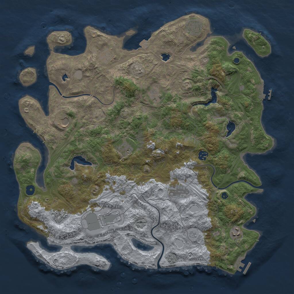 Rust Map: Procedural Map, Size: 4500, Seed: 704678716, 17 Monuments