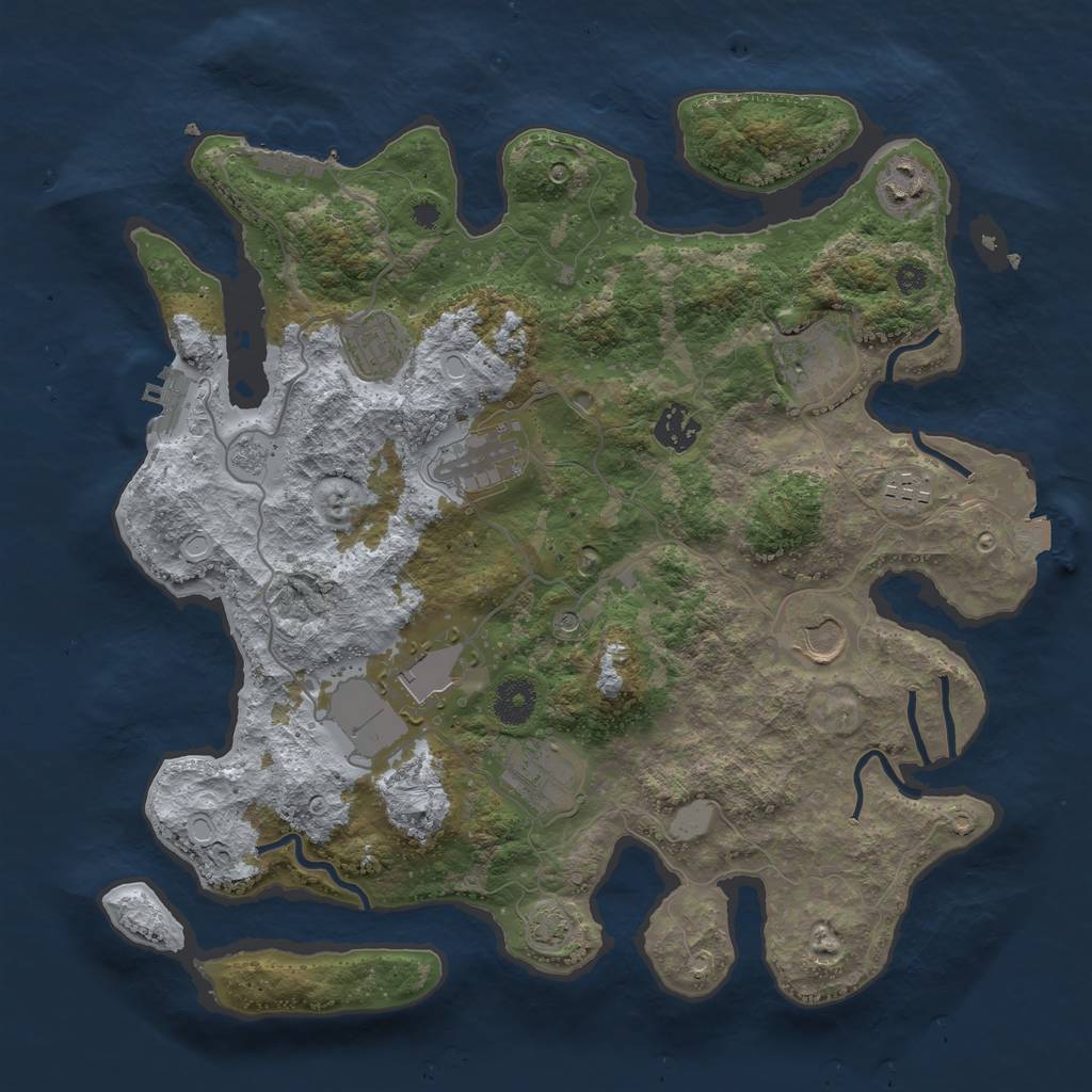 Rust Map: Procedural Map, Size: 3650, Seed: 6649612, 17 Monuments