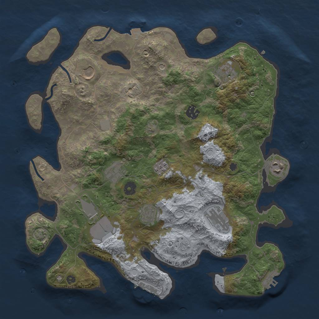 Rust Map: Procedural Map, Size: 3600, Seed: 11508, 17 Monuments