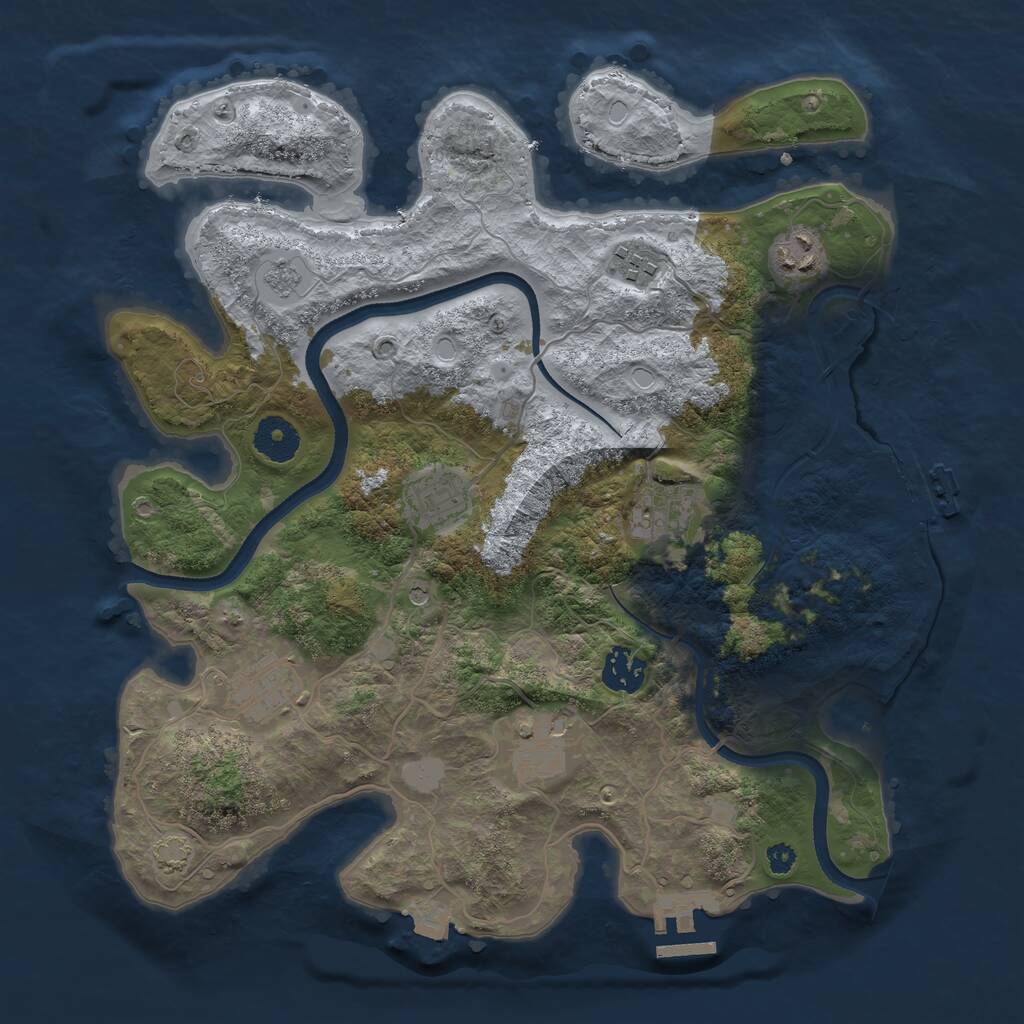 Rust Map: Procedural Map, Size: 3450, Seed: 80055681, 13 Monuments