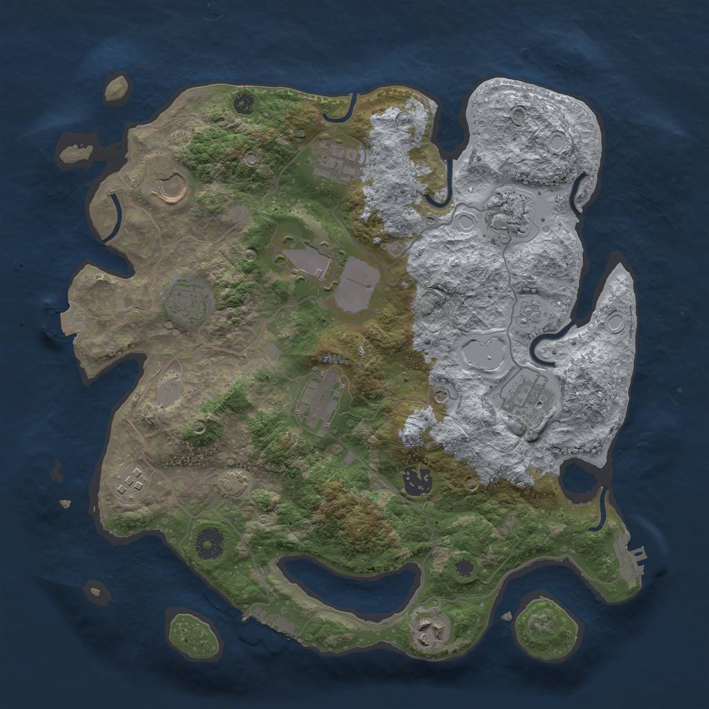 Rust Map: Procedural Map, Size: 3500, Seed: 1249151170, 18 Monuments