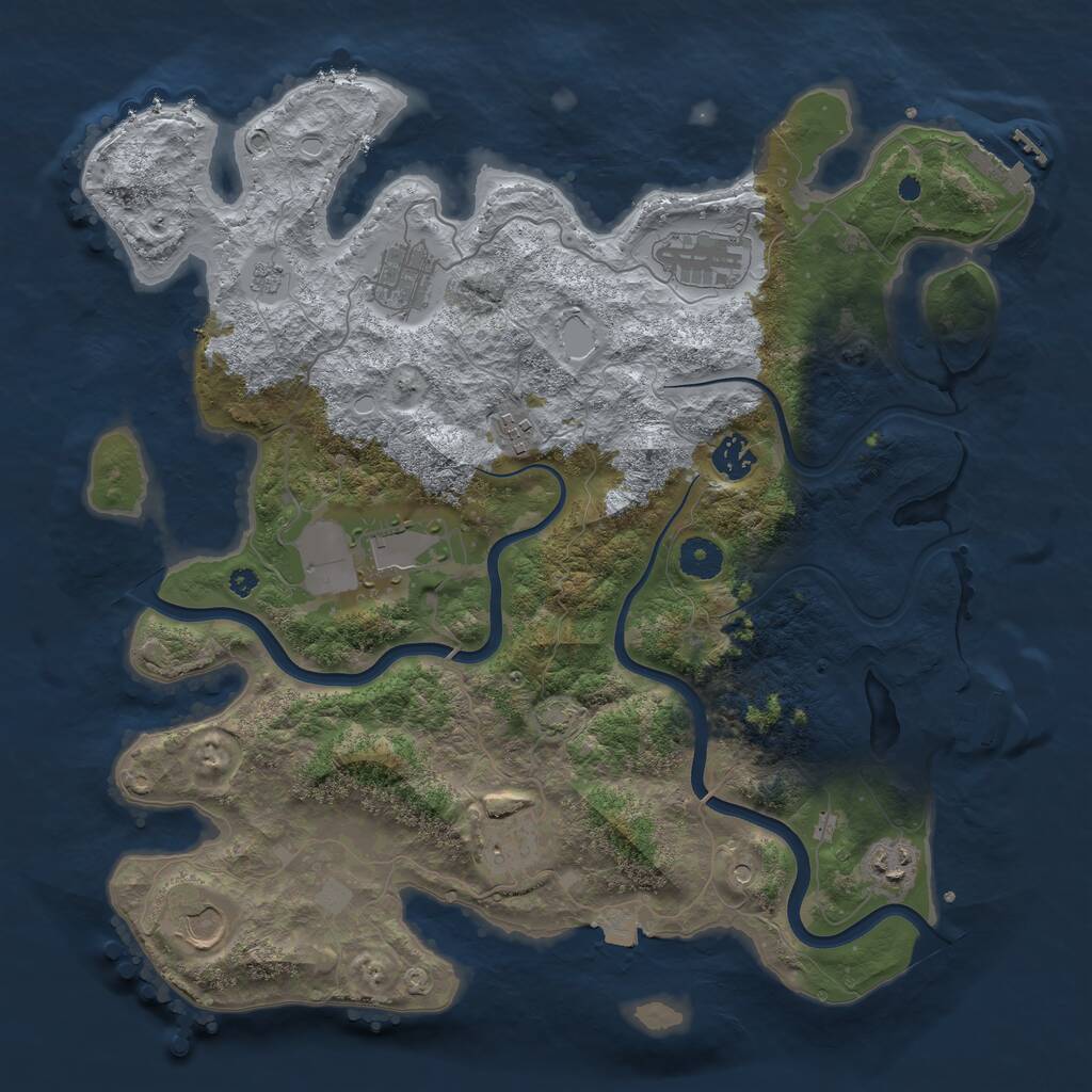 Rust Map: Procedural Map, Size: 3850, Seed: 667594984, 14 Monuments