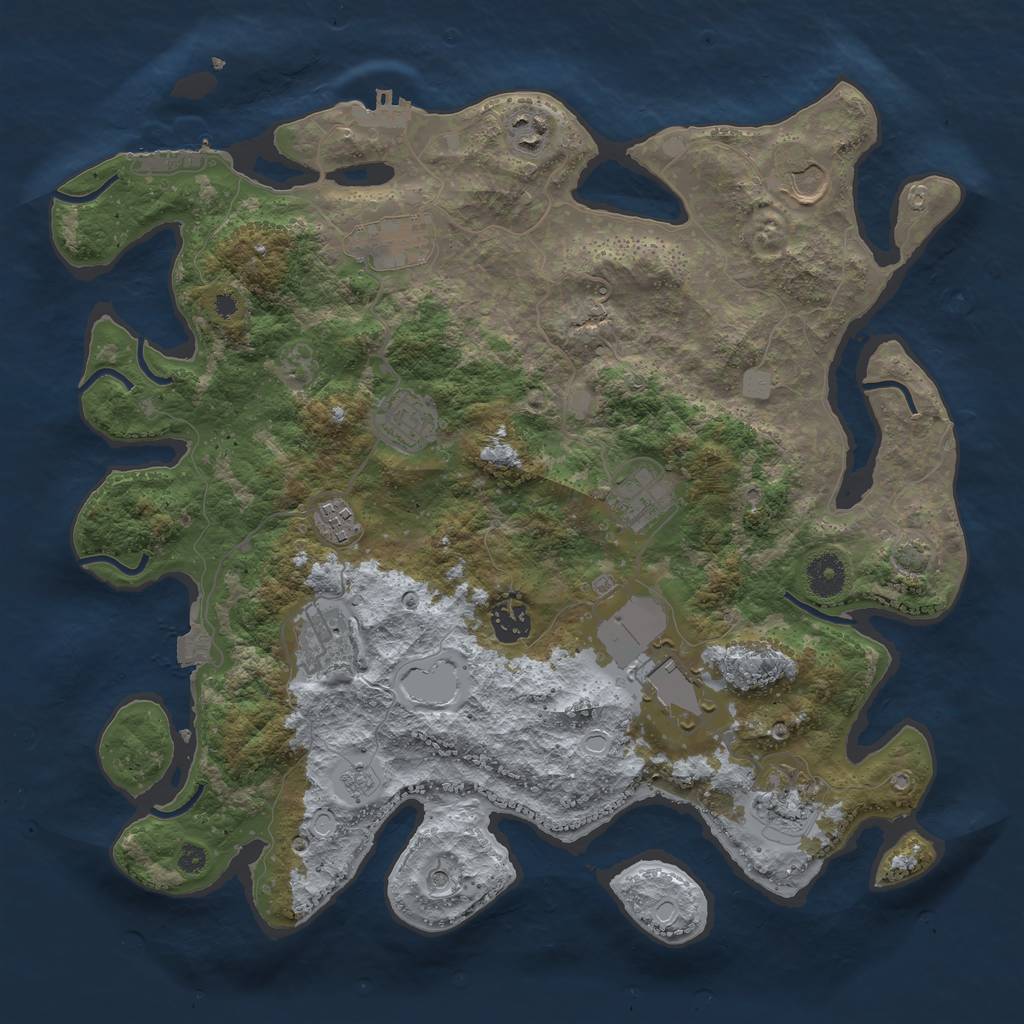 Rust Map: Procedural Map, Size: 3800, Seed: 7003101, 18 Monuments