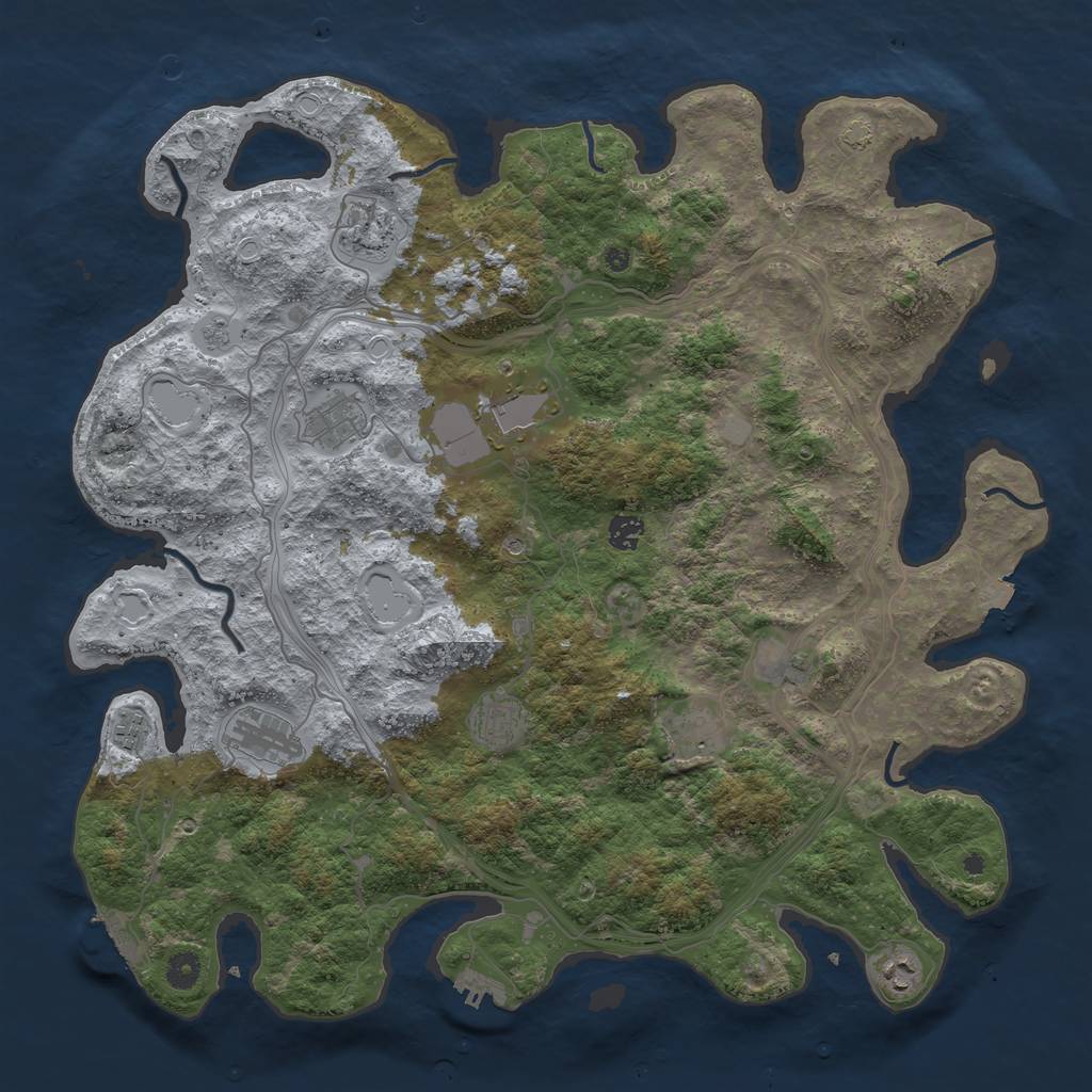 Rust Map: Procedural Map, Size: 4500, Seed: 1156942099, 18 Monuments