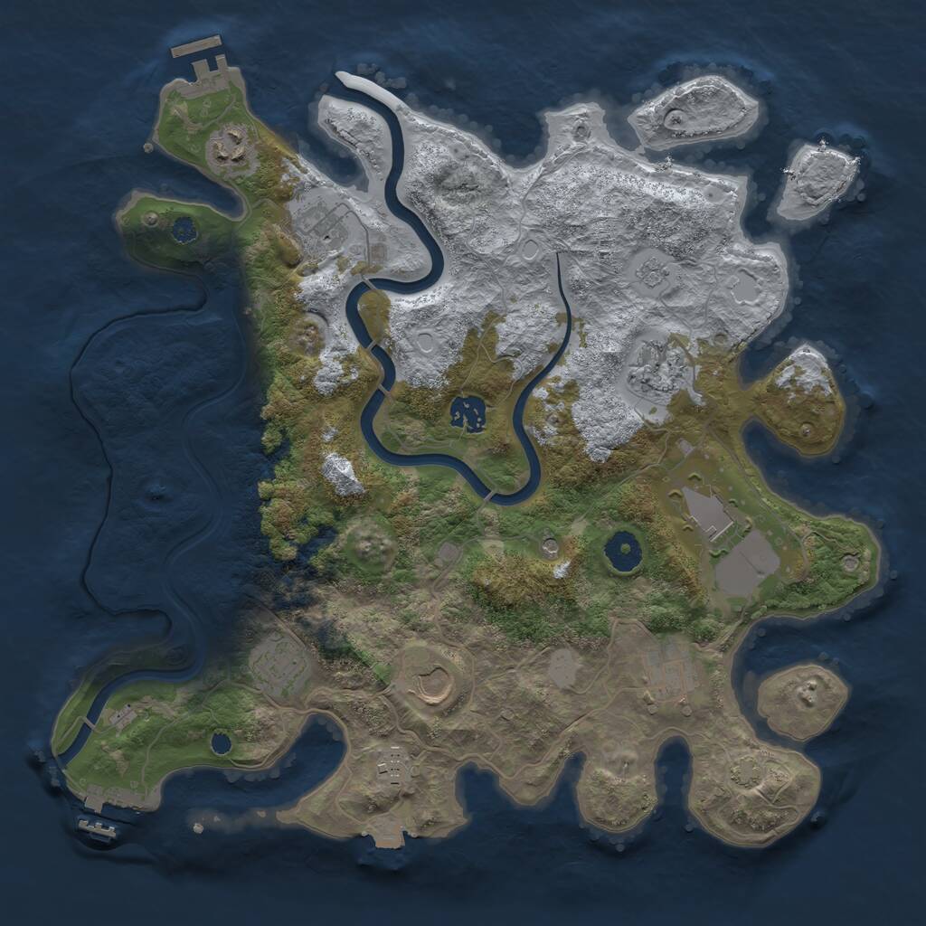 Rust Map: Procedural Map, Size: 3700, Seed: 690587578, 15 Monuments