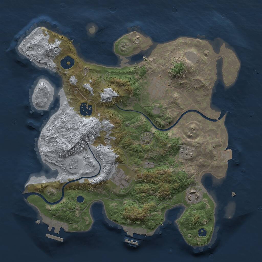 Rust Map: Procedural Map, Size: 3000, Seed: 839148759, 11 Monuments