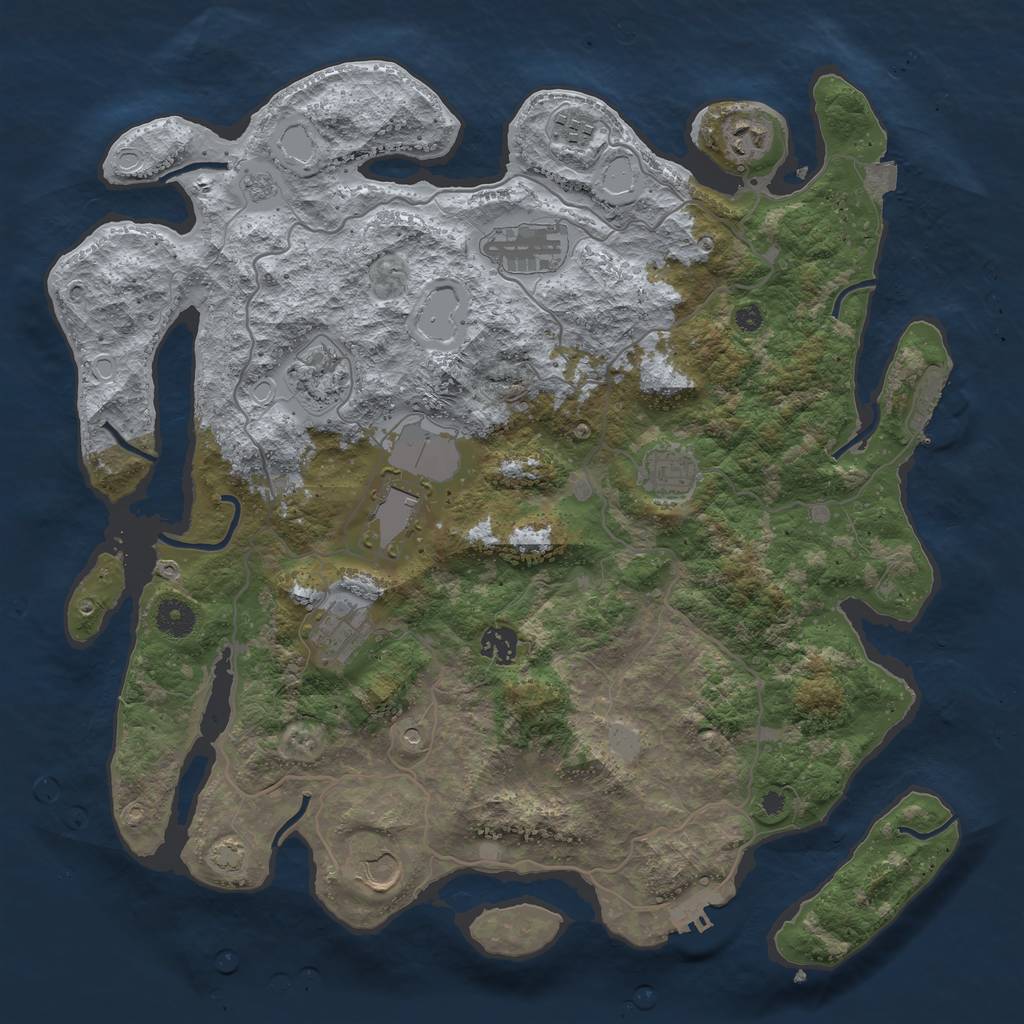 Rust Map: Procedural Map, Size: 4000, Seed: 886805570, 17 Monuments