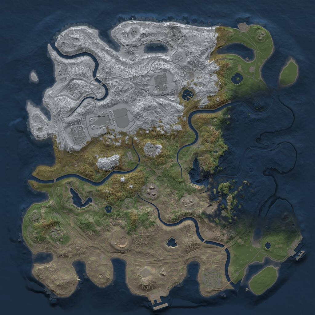 Rust Map: Procedural Map, Size: 4250, Seed: 2092129952, 16 Monuments
