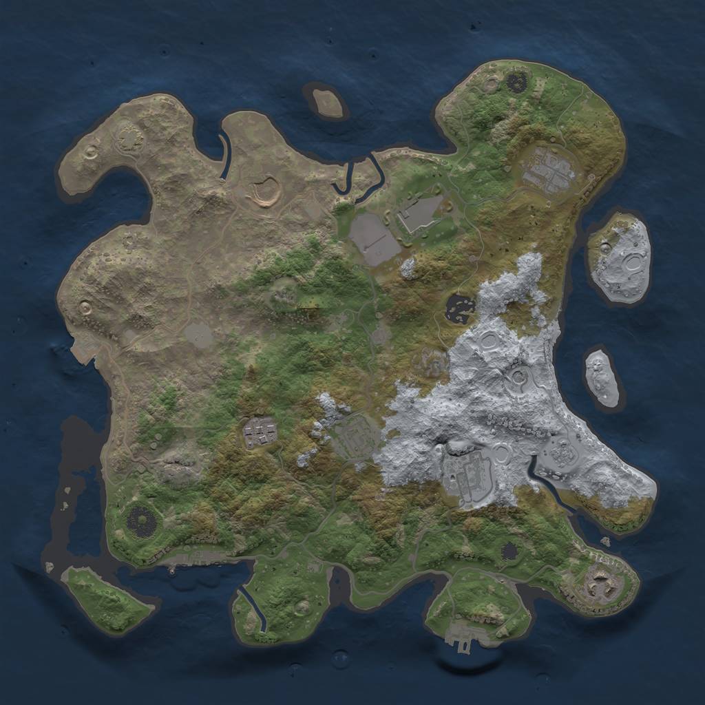 Rust Map: Procedural Map, Size: 3500, Seed: 782317841, 16 Monuments