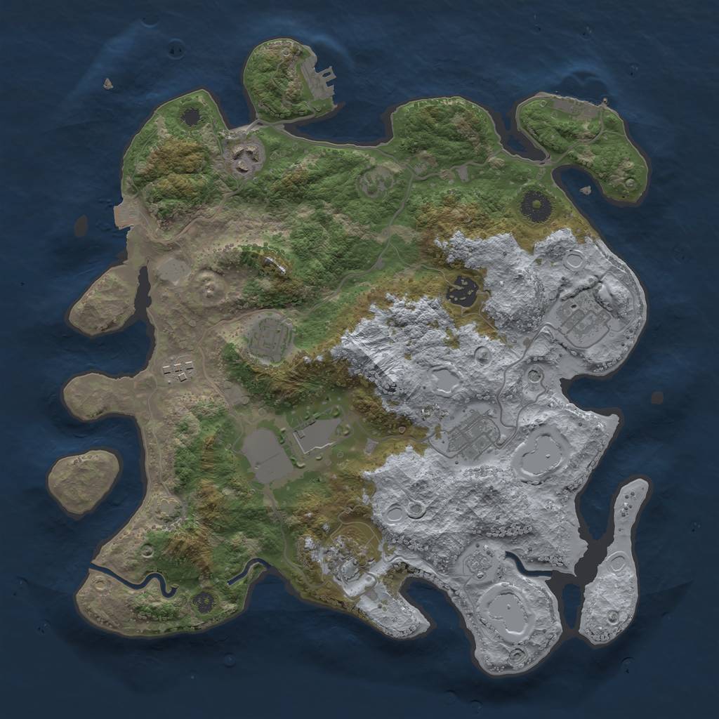 Rust Map: Procedural Map, Size: 3500, Seed: 4267342, 16 Monuments