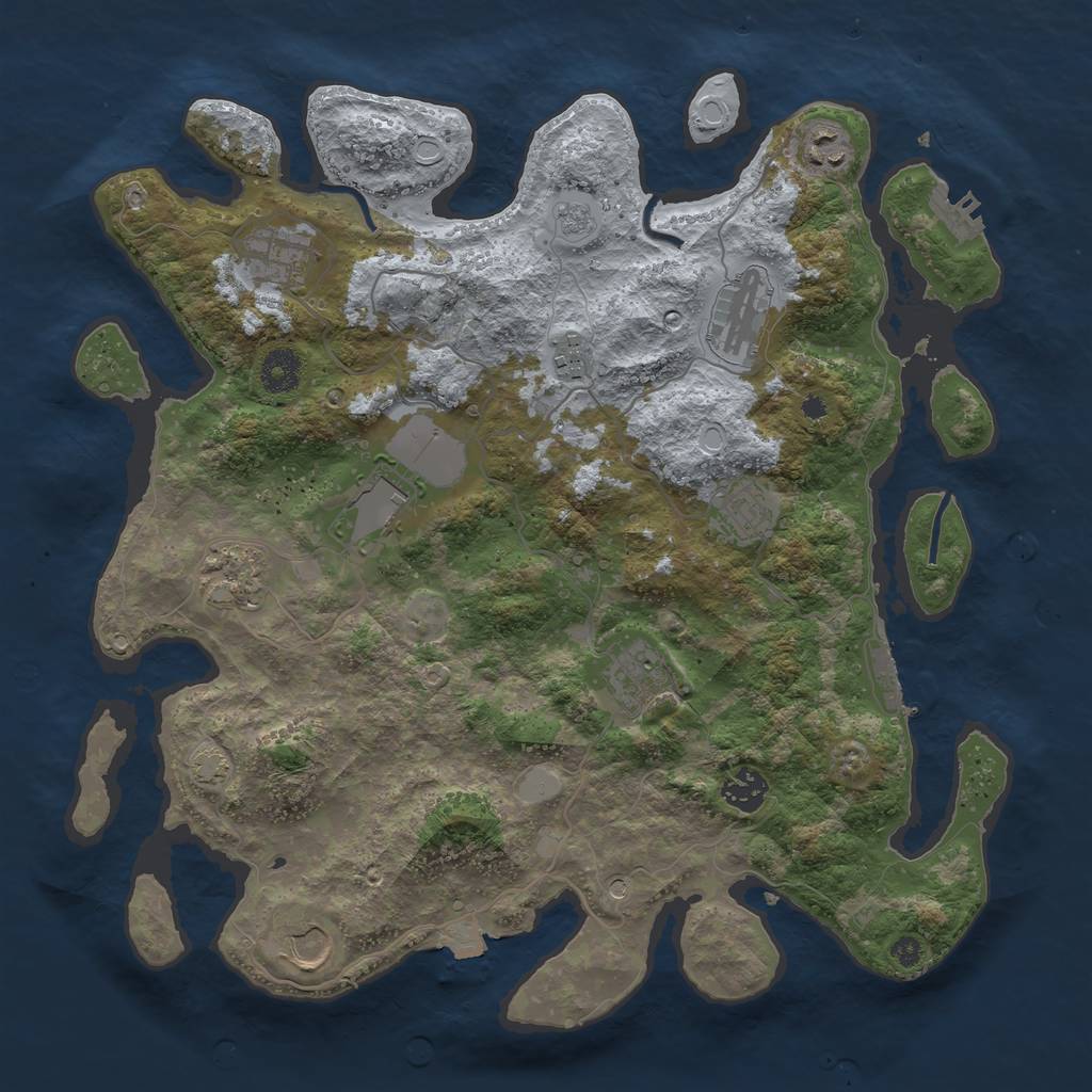 Rust Map: Procedural Map, Size: 3750, Seed: 650319, 18 Monuments