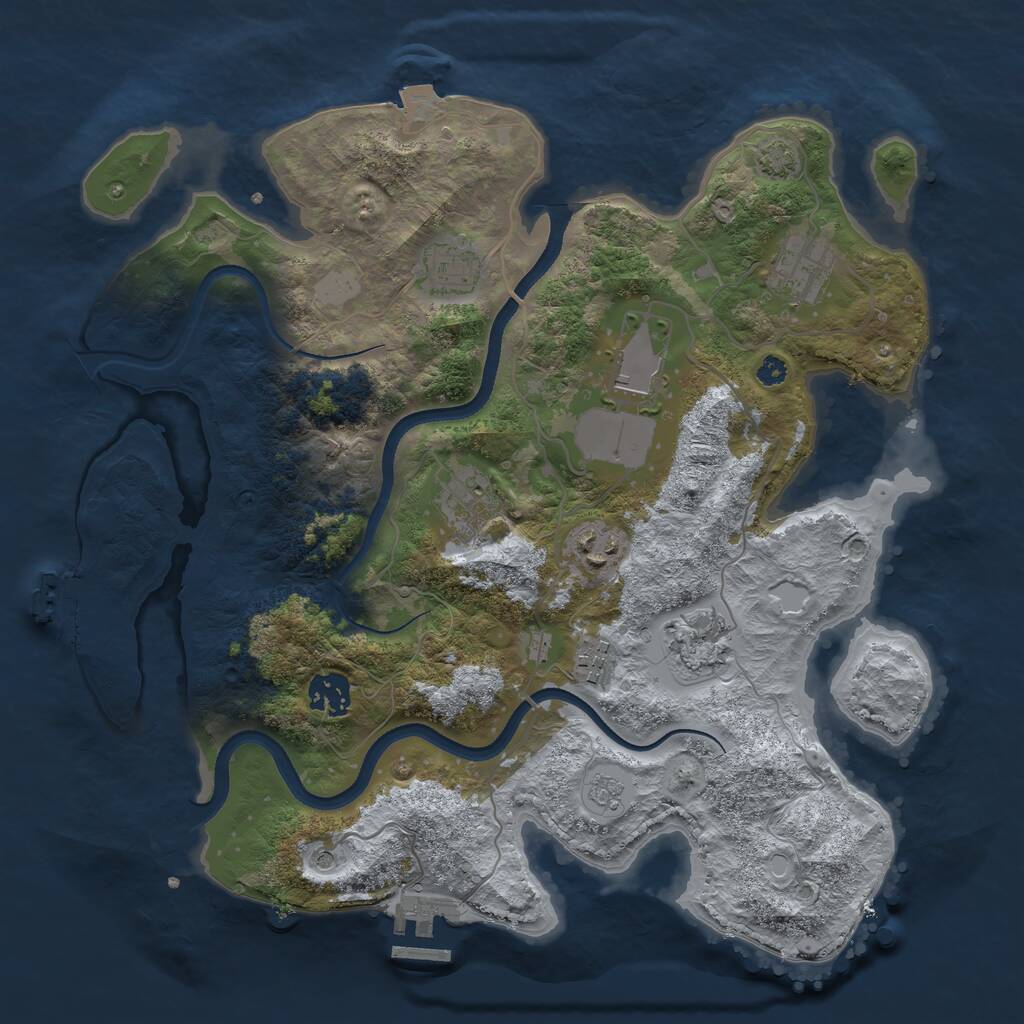 Rust Map: Procedural Map, Size: 3500, Seed: 87947102, 14 Monuments