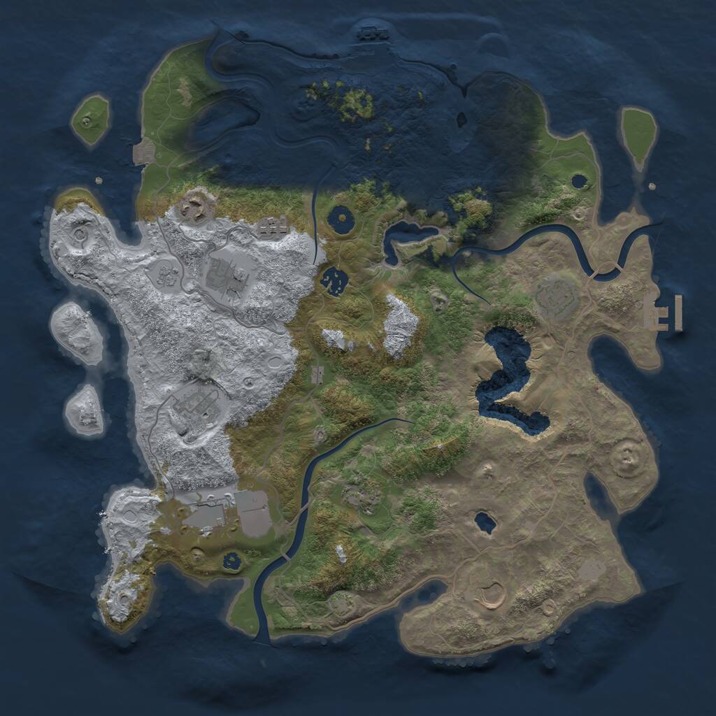 Rust Map: Procedural Map, Size: 4000, Seed: 1005386734, 15 Monuments