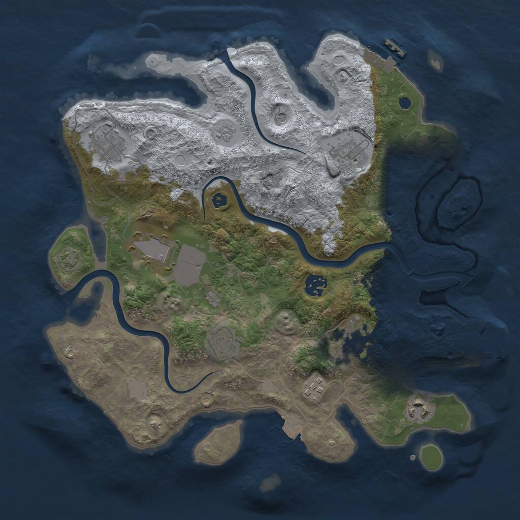 Rust Map: Procedural Map, Size: 3500, Seed: 1700408637, 14 Monuments