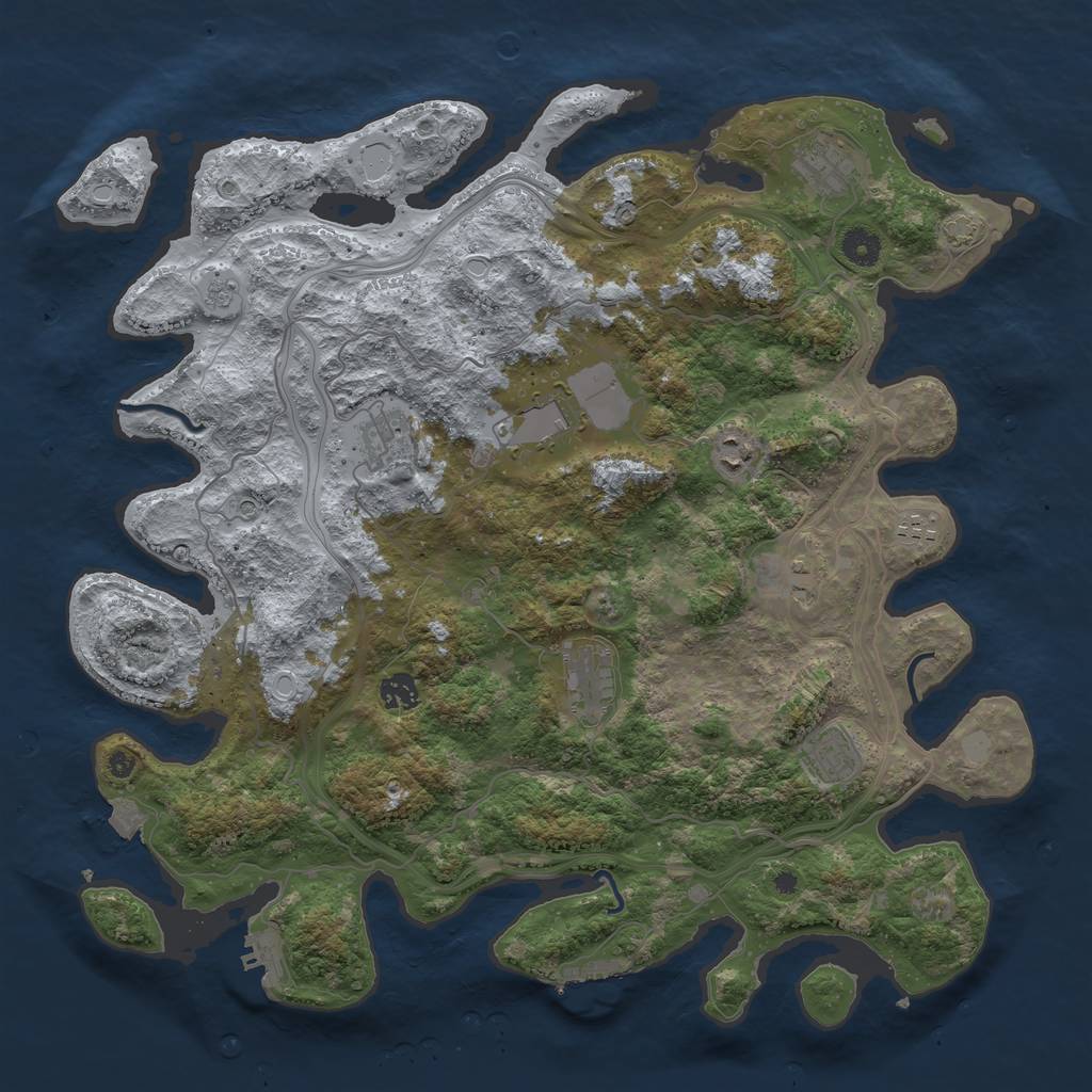 Rust Map: Procedural Map, Size: 4250, Seed: 70117557, 17 Monuments