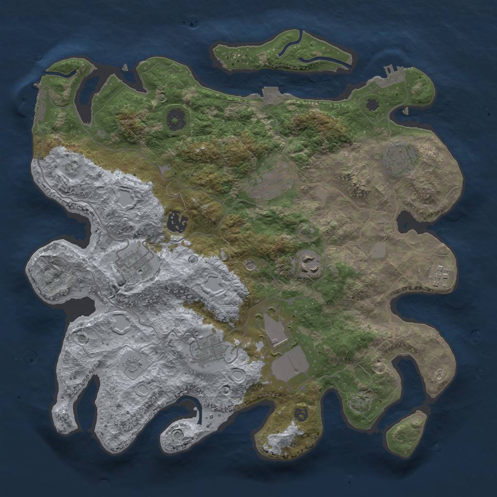 Rust Map: Procedural Map, Size: 3500, Seed: 24370168, 16 Monuments