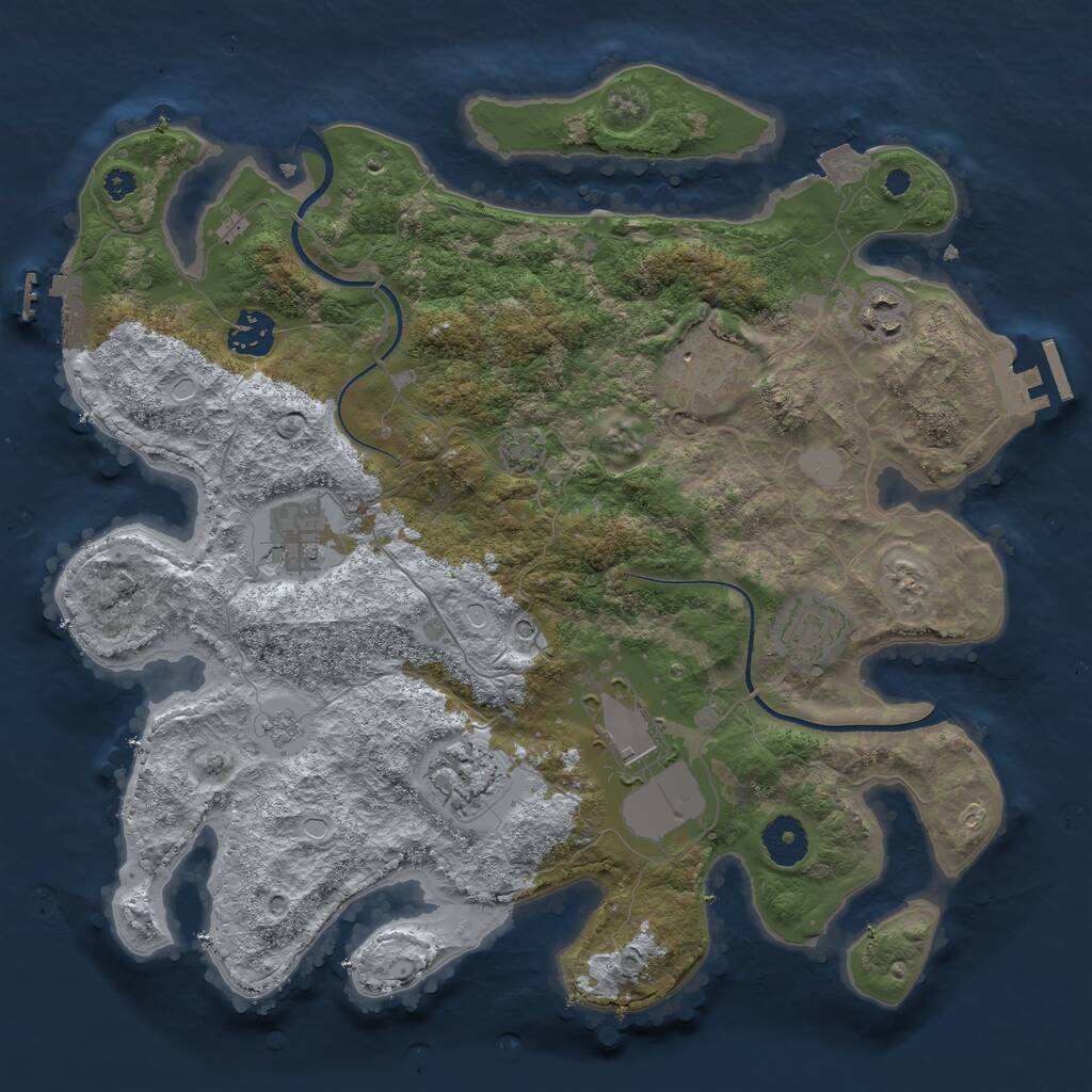 Rust Map: Procedural Map, Size: 3500, Seed: 24370168, 13 Monuments