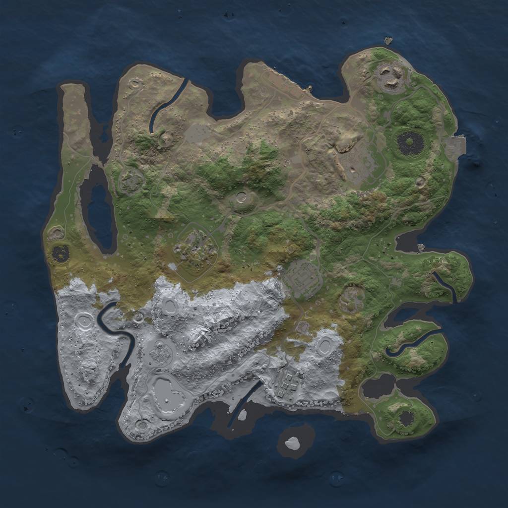 Rust Map: Procedural Map, Size: 3000, Seed: 20754, 12 Monuments