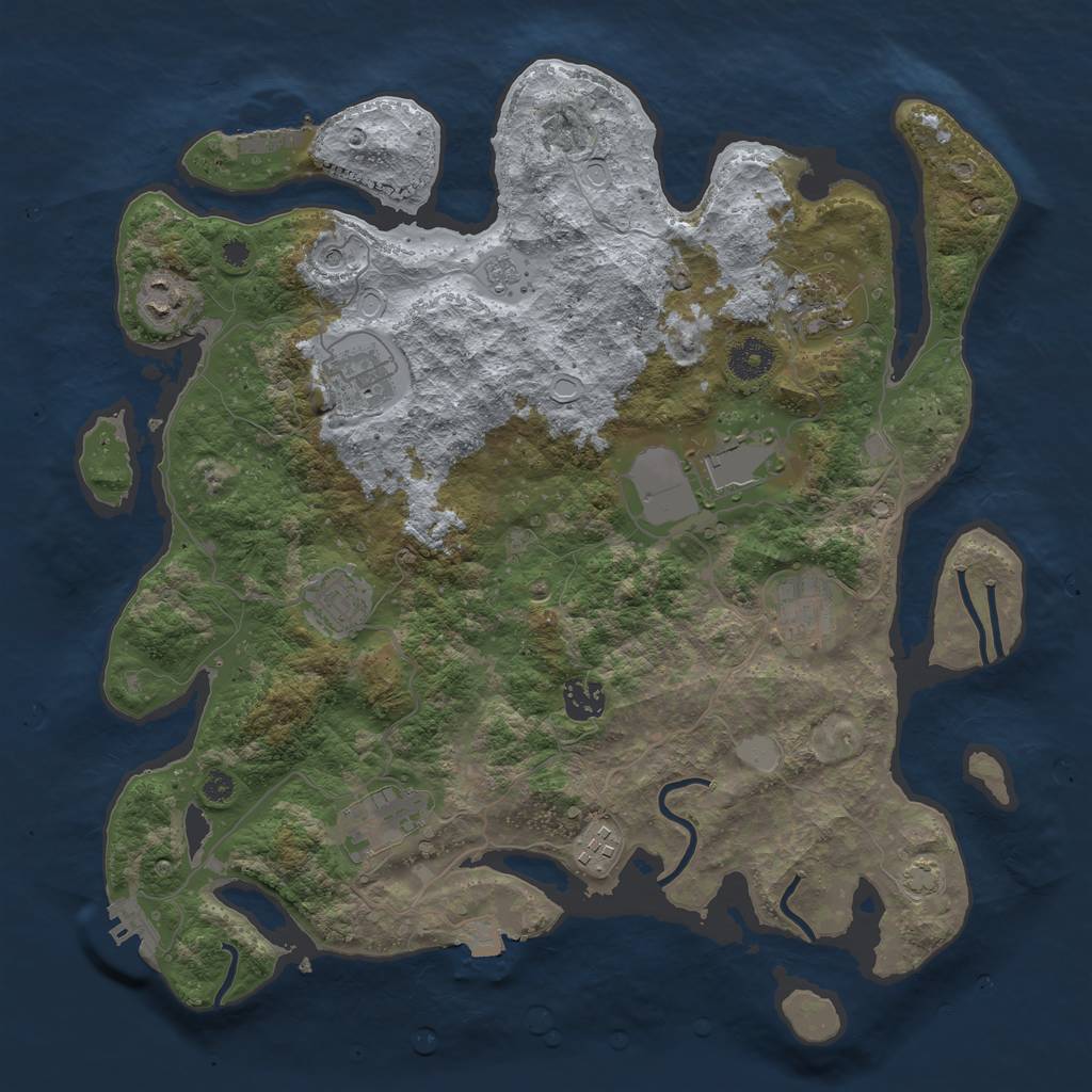 Rust Map: Procedural Map, Size: 3750, Seed: 68537588, 17 Monuments