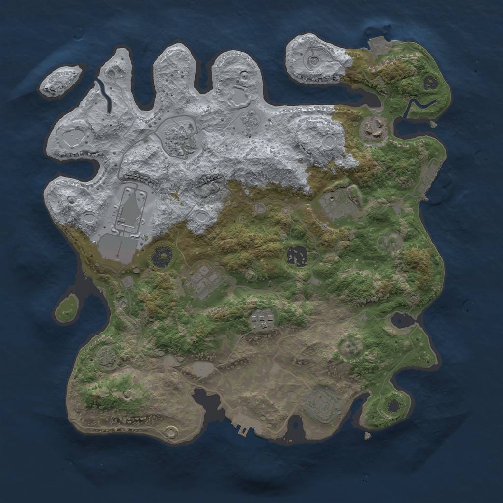 Rust Map: Procedural Map, Size: 3500, Seed: 254749870, 16 Monuments