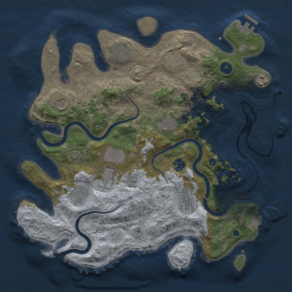 Rust Map: Procedural Map, Size: 3700, Seed: 56214, 16 Monuments