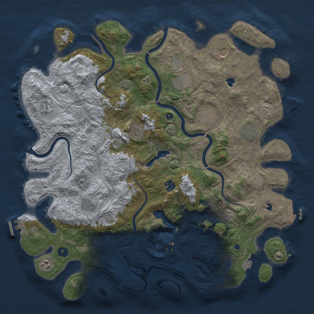 Rust Map: Procedural Map, Size: 4500, Seed: 819481664, 16 Monuments