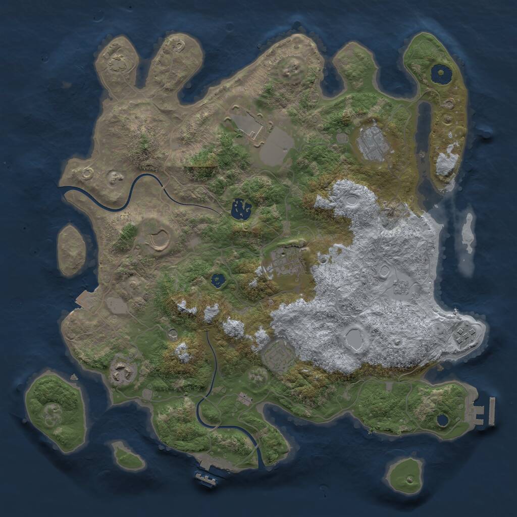 Rust Map: Procedural Map, Size: 3700, Seed: 2096811503, 14 Monuments