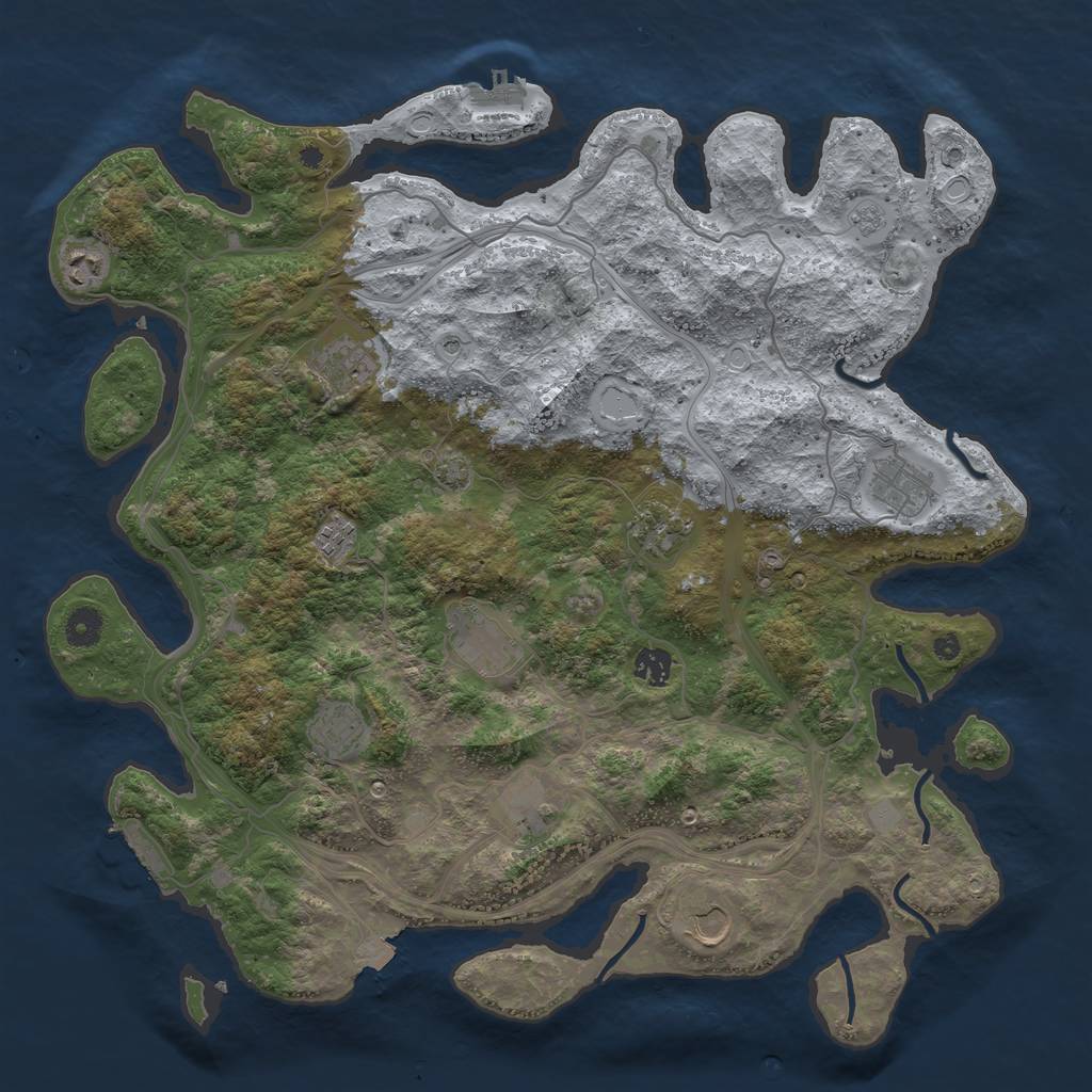 Rust Map: Procedural Map, Size: 4250, Seed: 1906424577, 18 Monuments