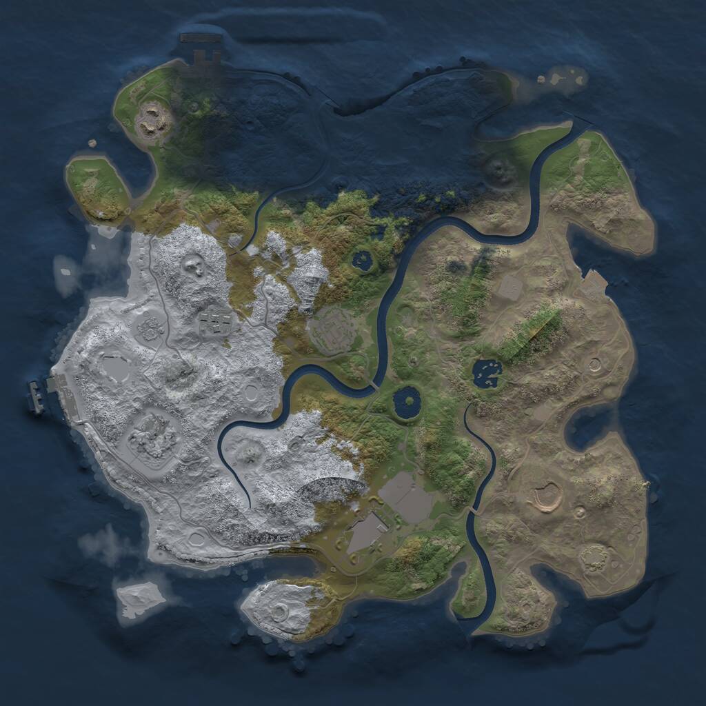 Rust Map: Procedural Map, Size: 3500, Seed: 453204683, 13 Monuments